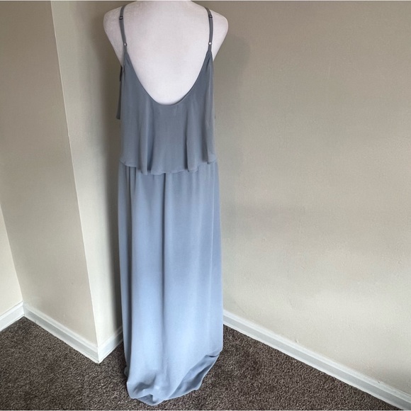 Show Me Your MuMu NWT Caitlyn Maxi Ruffle Dress Steel Blue Size Small Brand New - Picture 3 of 7